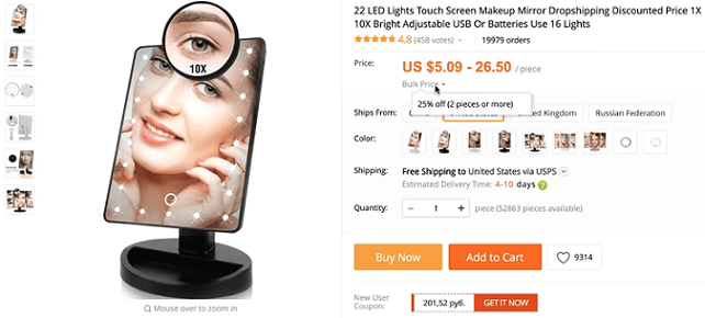 How to price the LED mirror, one of Melvin's product recommendations