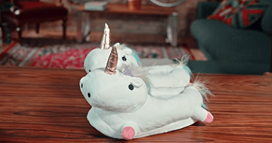 Melvin's second of five product recommendations is these unicorn slippers