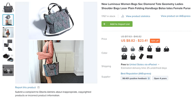 One of the most common dropshipping mistakes is selling black bags. Sell this geometry bag instead.