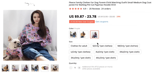 Product recommendation: matching dog and owner sweaters