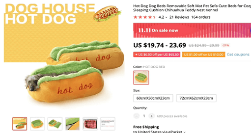 The hot dog dog bed has huge potential as a product to start selling today