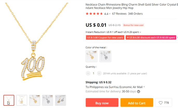 Rhinestone emoji pendant is the first item on the list of products to avoid dropshipping