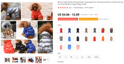 Consider selling puppy puffer jackets in your ecommerce shop