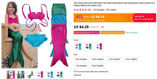 This kids' mermaid swimsuit is a great niche product to sell in 2020
