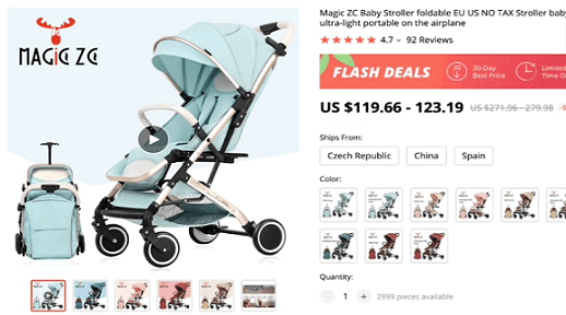 Expert dropshipper Paul Lee recommends dropshipping this foldable baby stroller
