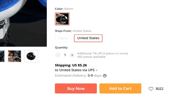 Seeing the ships from: United States option on the AliExpress product page