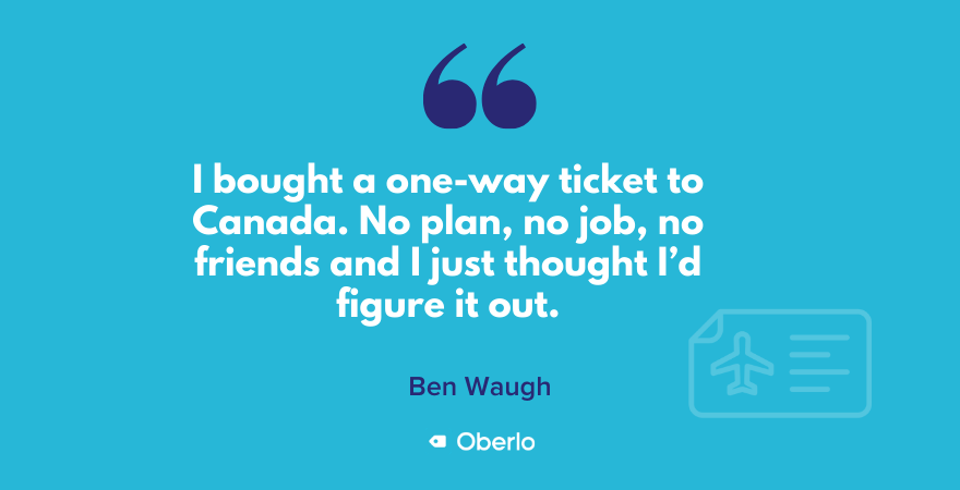 Ben on his one-way ticket to Canada