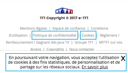 Datenschutzhinweise bei TF1