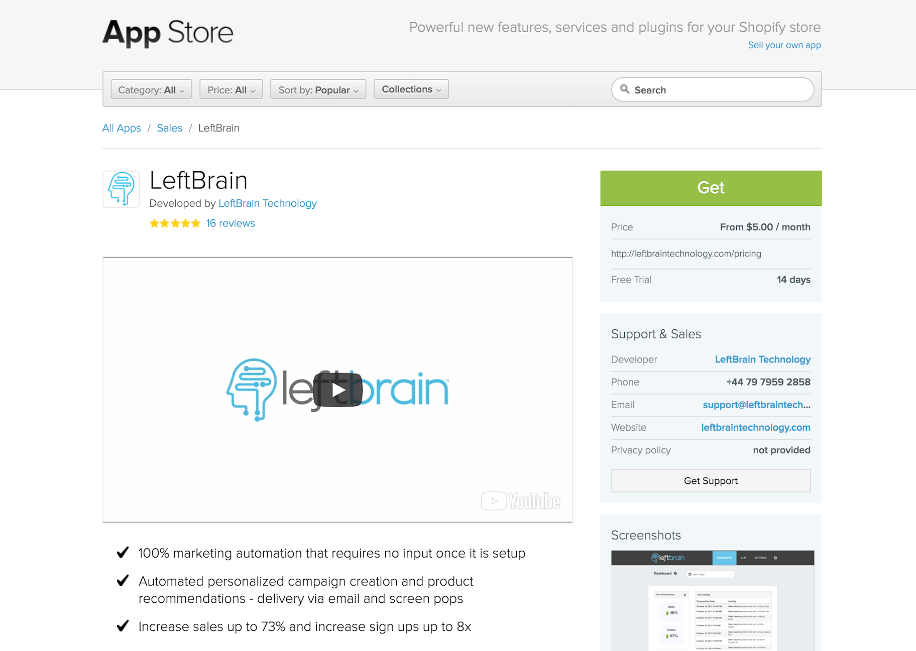 LeftBrain Screenshot Marketing