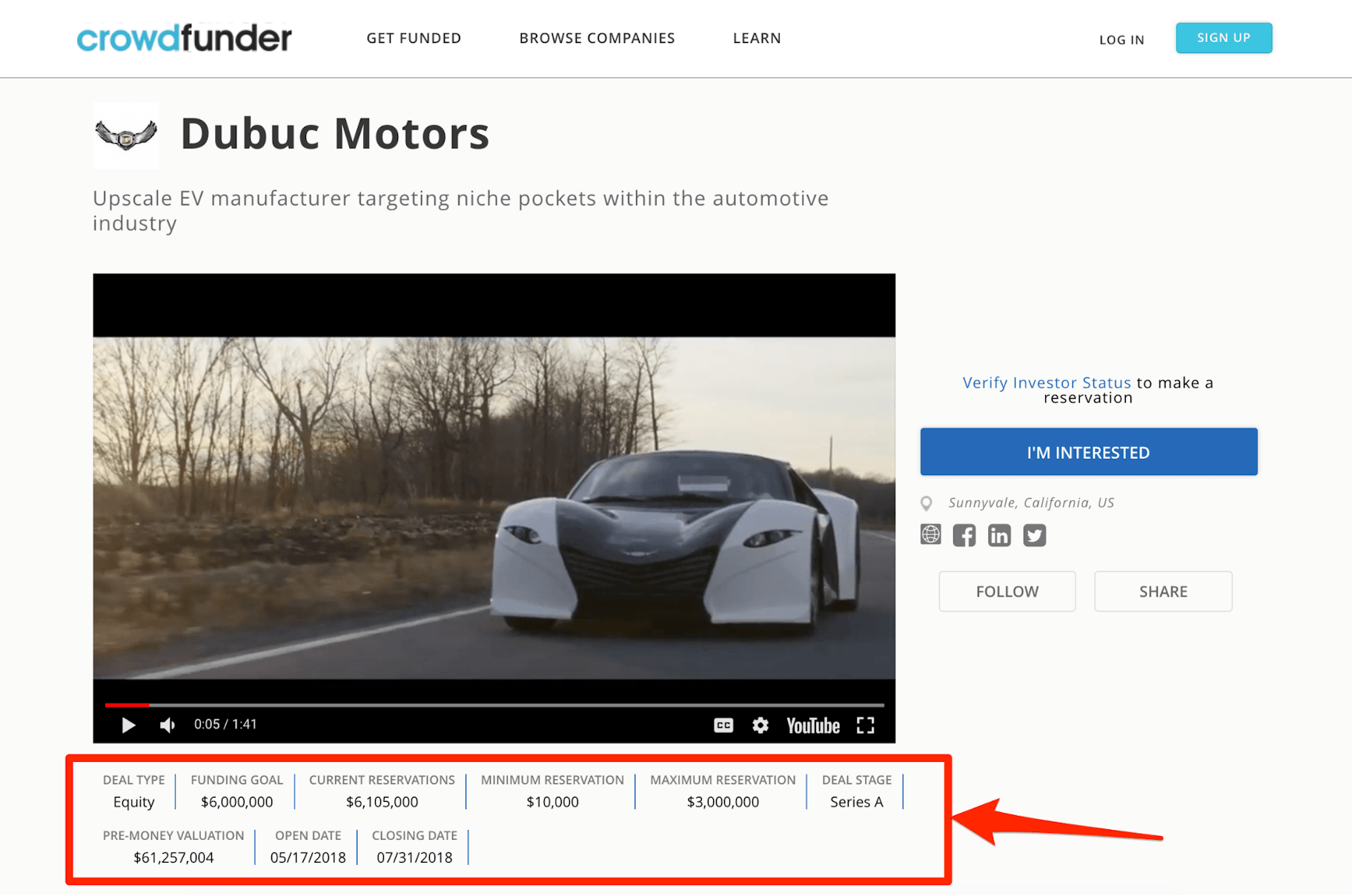 Crowdfunder Dubuc Motors - Screenshot