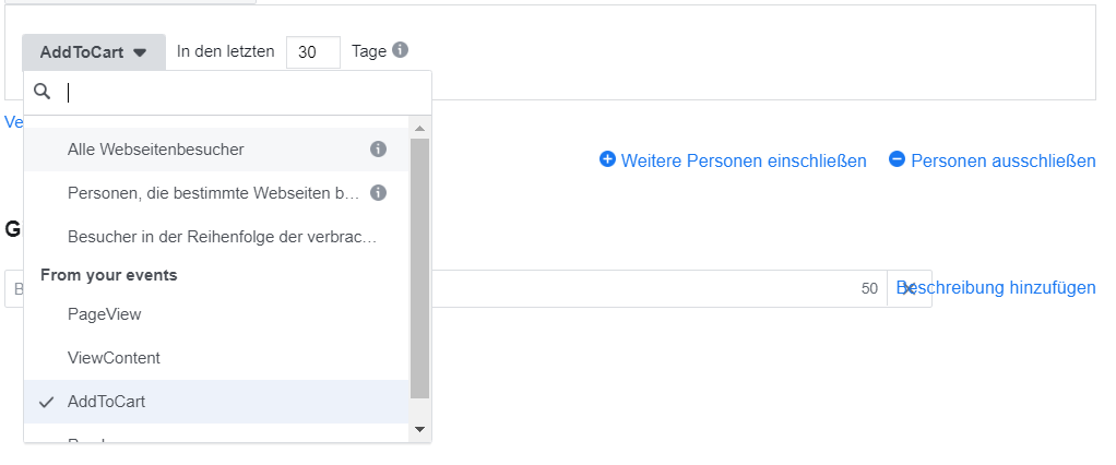 Screenshot Facebook Retargeting