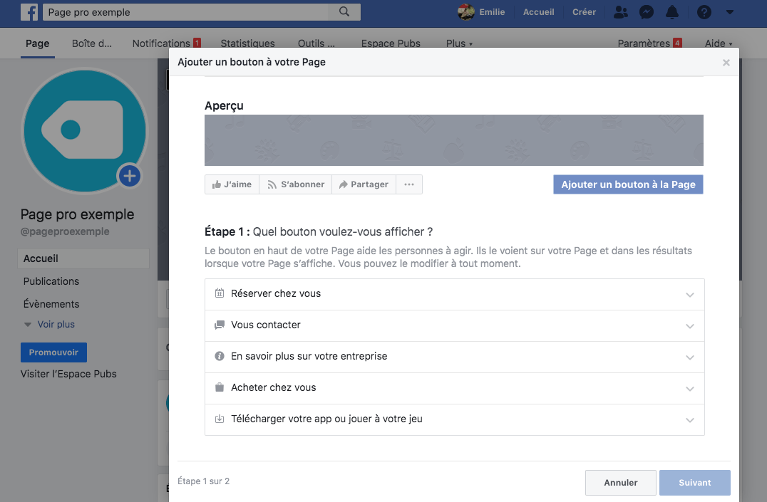Créer une page Facebook pro