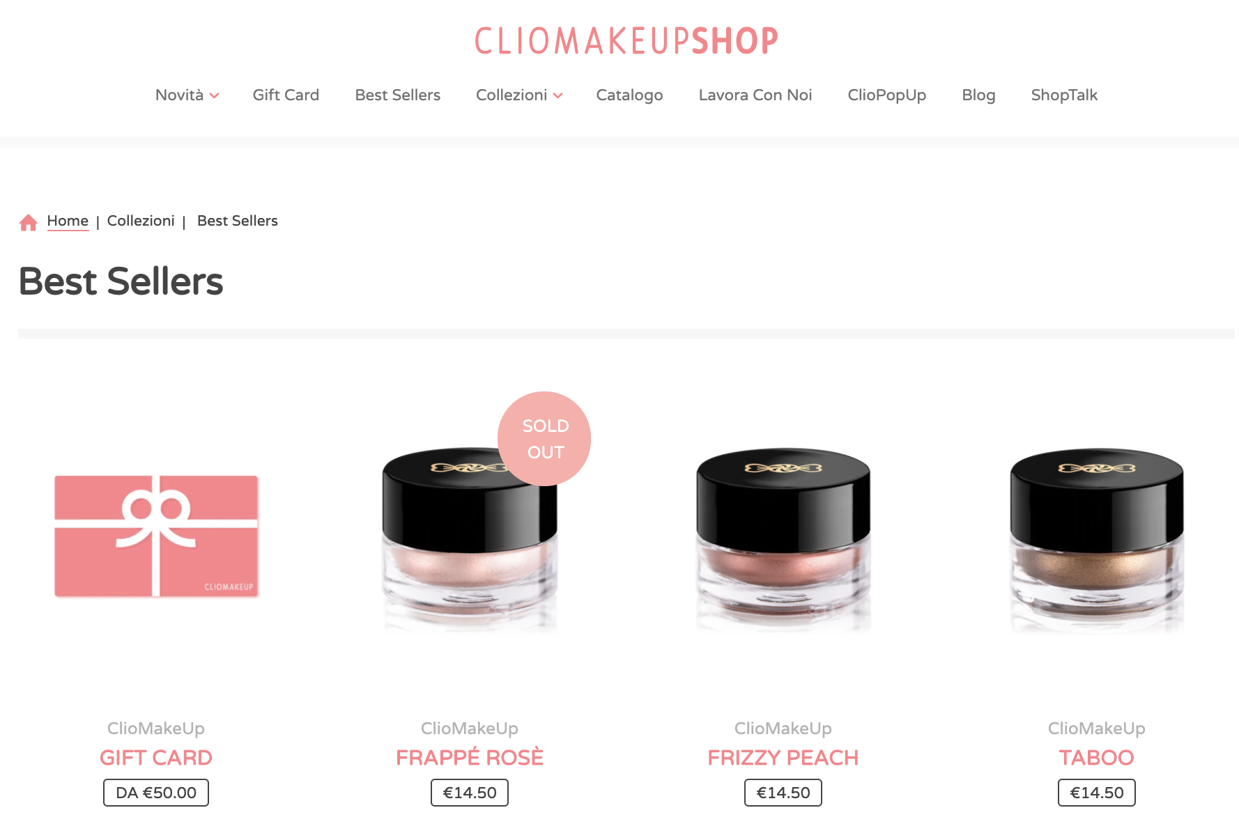 Sito Ecommerce Shopify CliomakeUp