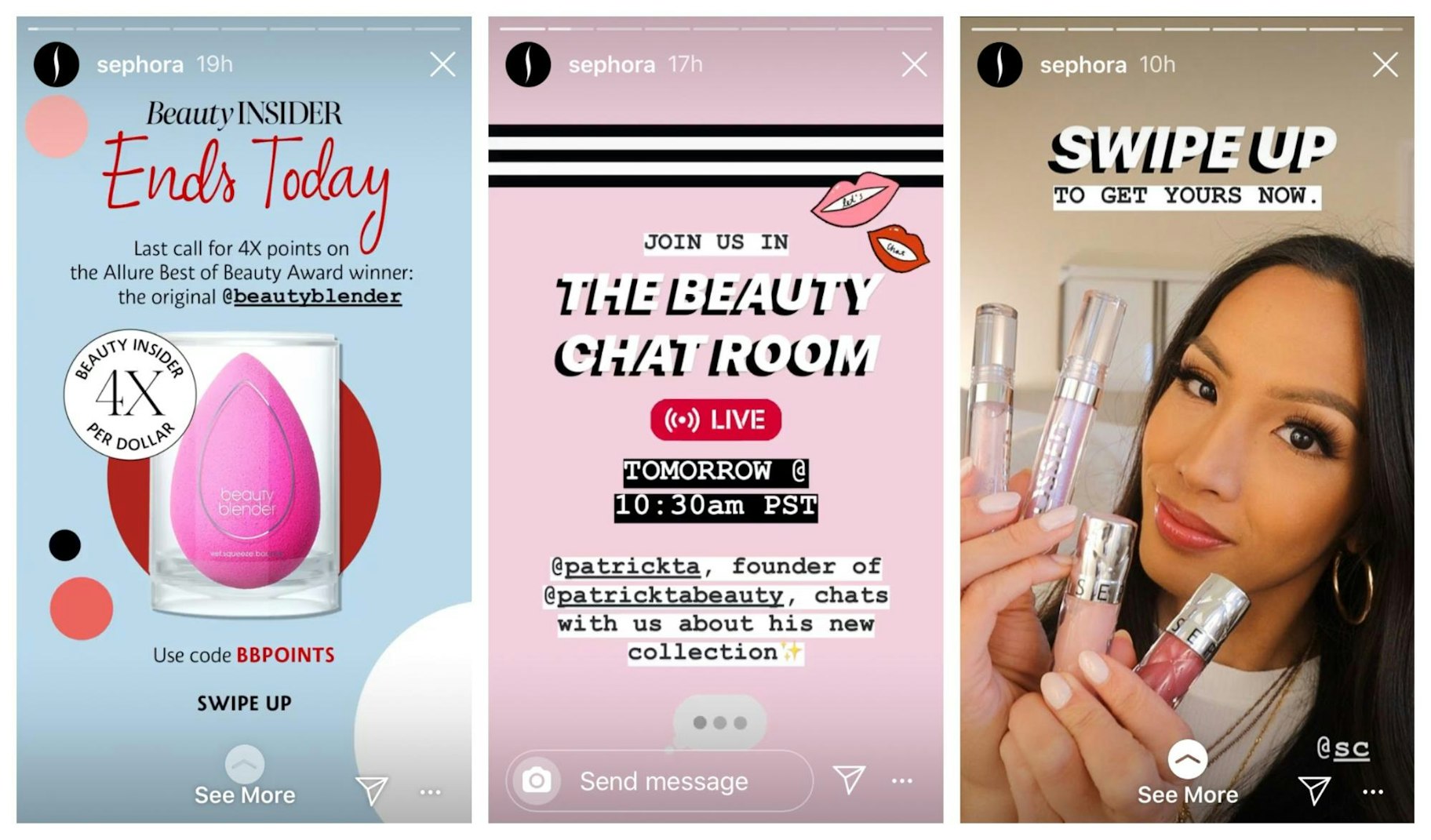 Beispiel für ein Design einer Sephora-Instagram-Story