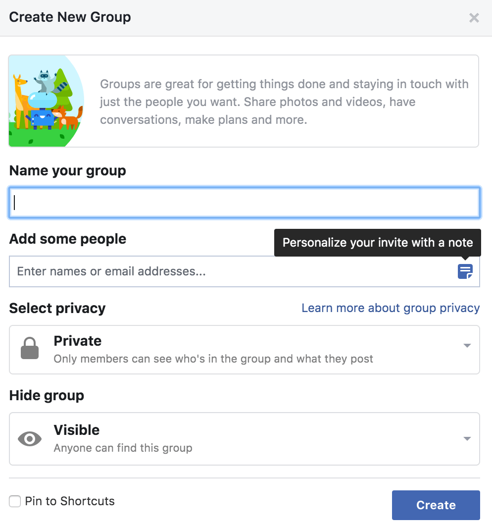 steps to create Facebook group
