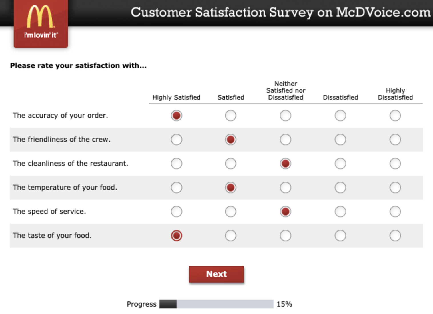 Of customer satisfaction surveys samples 