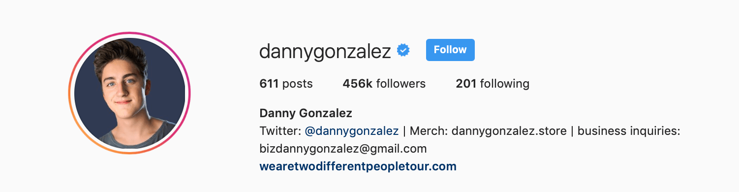 Screenshot of Instagram influencer's profile showing business contact email address