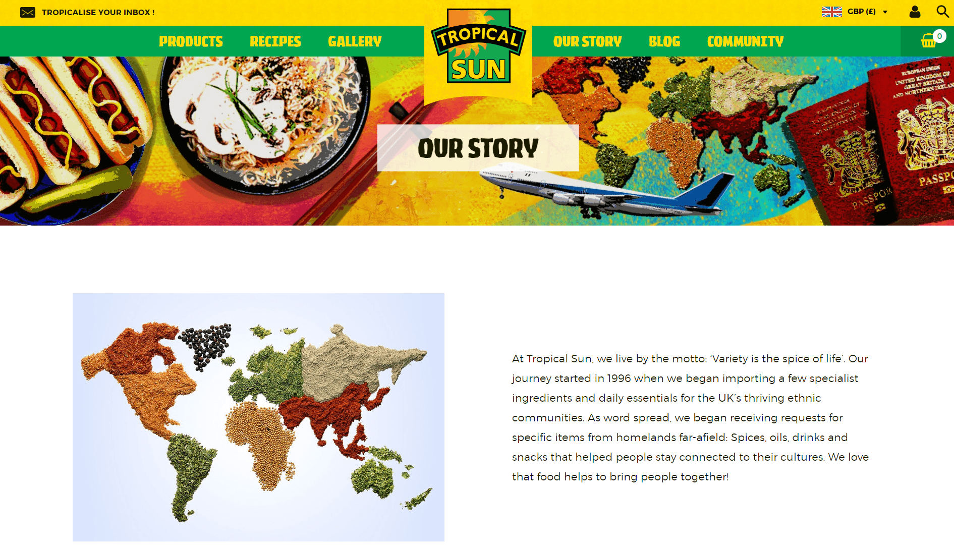 brand storytelling Tropical Sun website