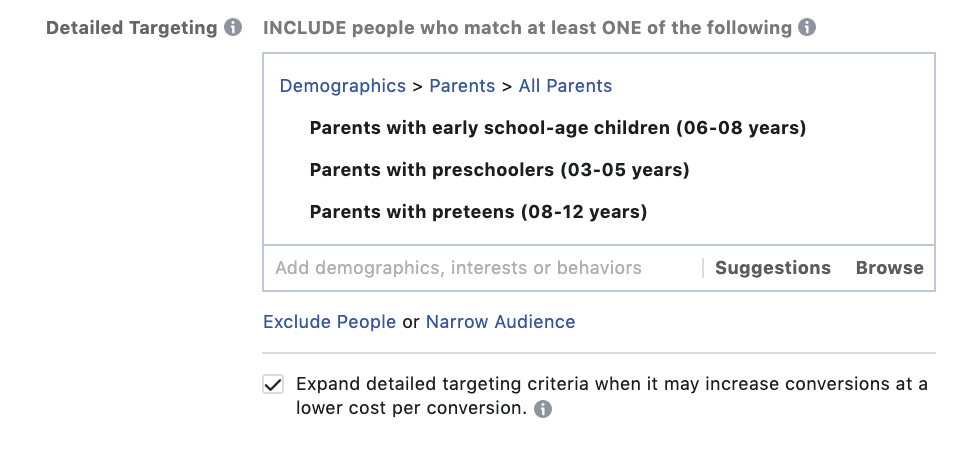 targeting parents on facebook