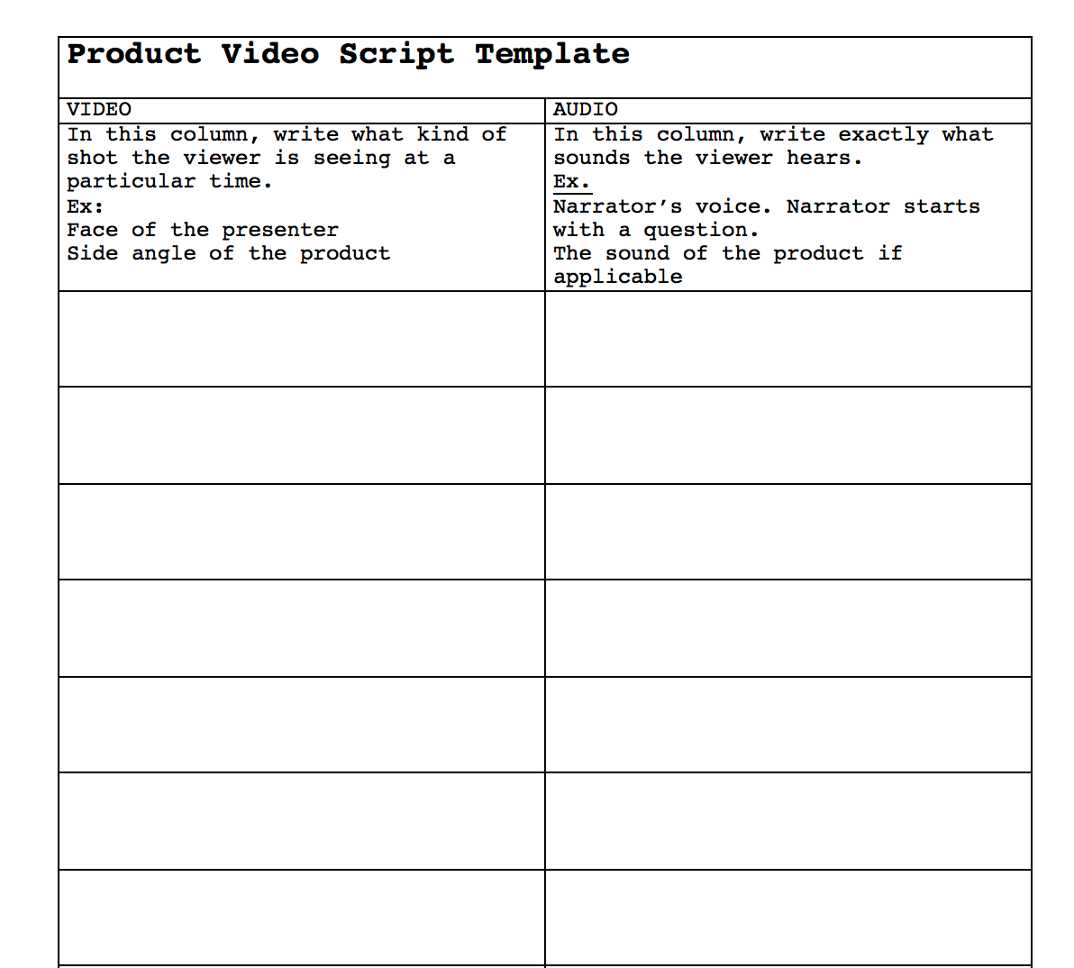 product video script