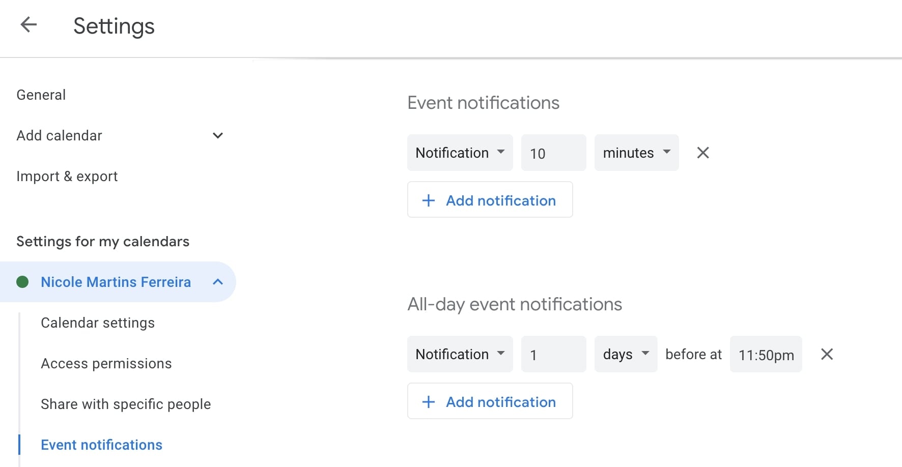 event notifications google calendar