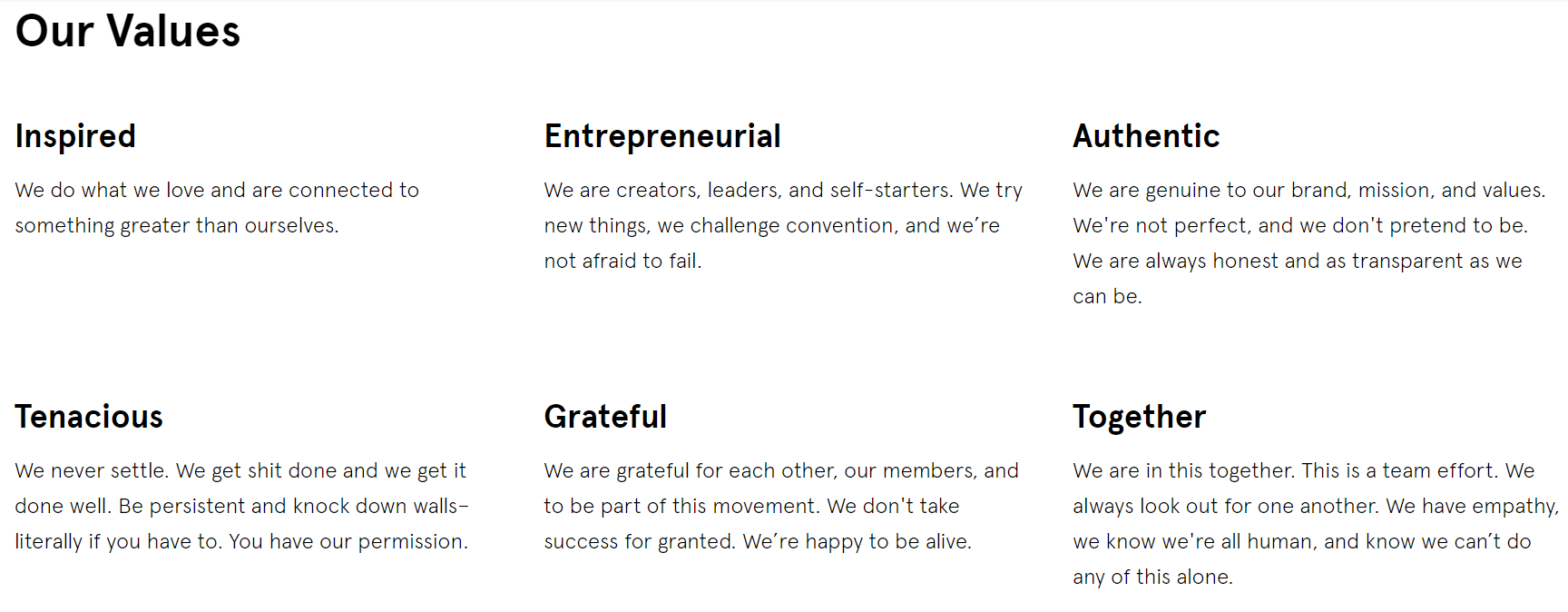 entrepreneur core values