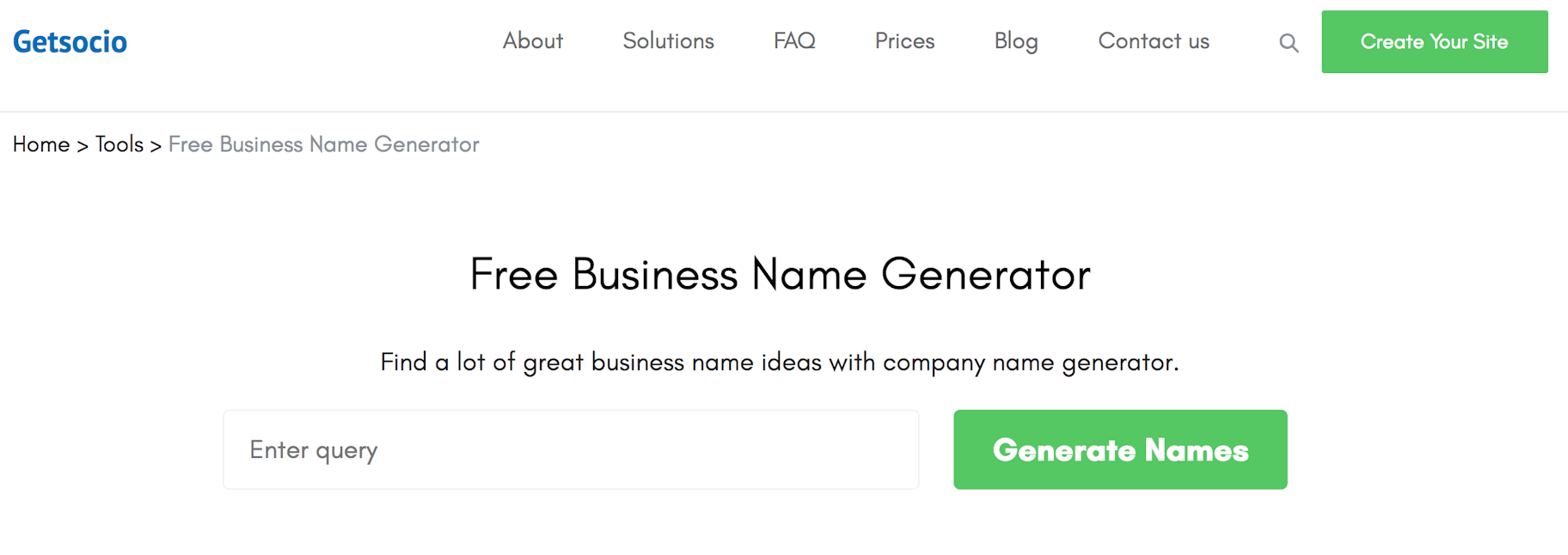 Getsocio Business Name Generator