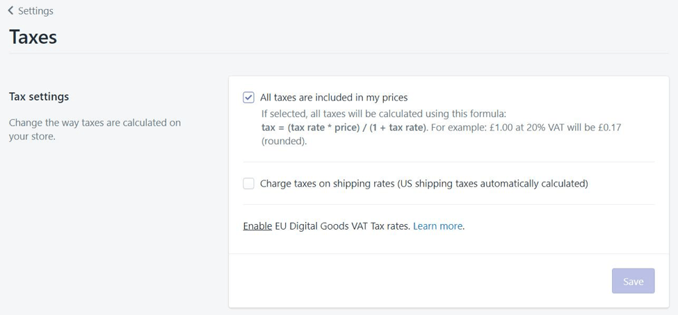 setting up shopify taxes