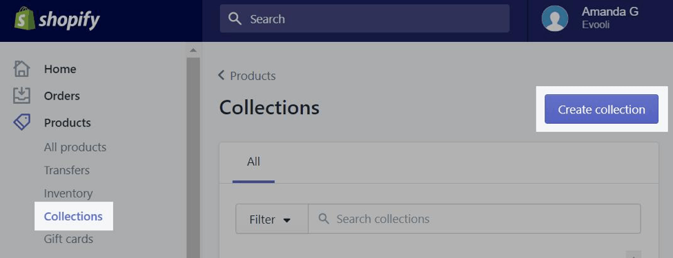 creating product collections in shopify