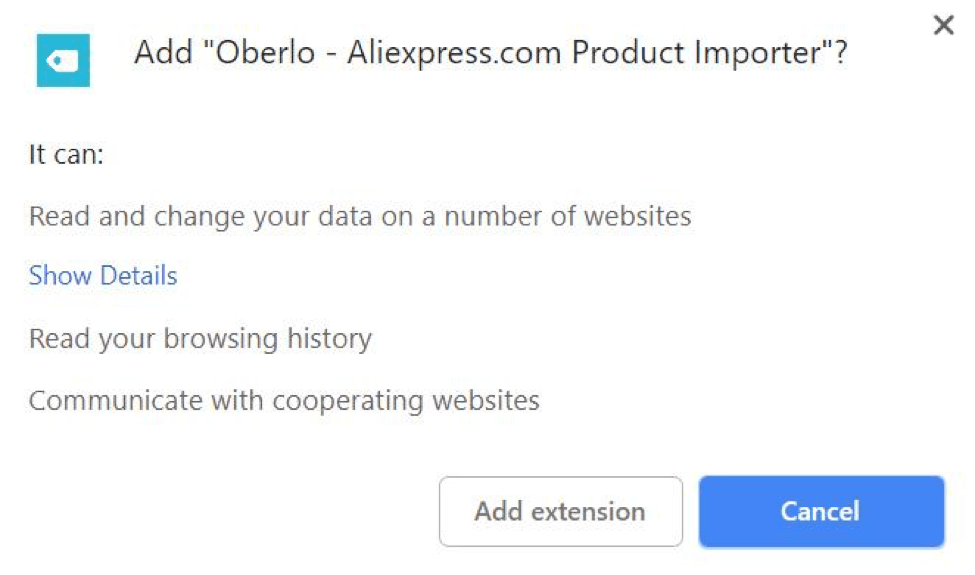 Oberlo chrome extension for aliexpress