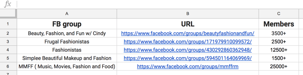 facebook groups database