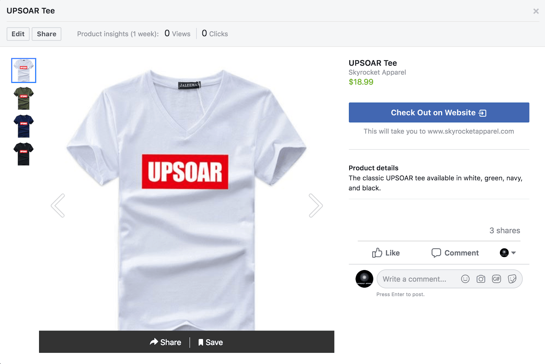 Facebook Shop Product Page