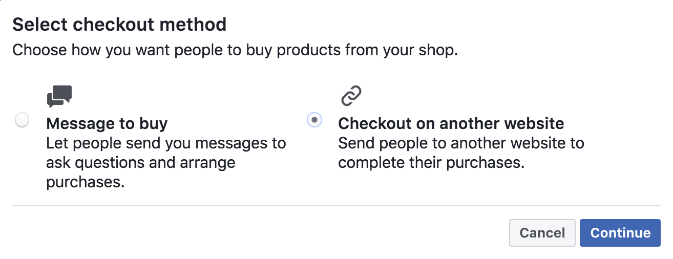Facebook Shop Checkout Method