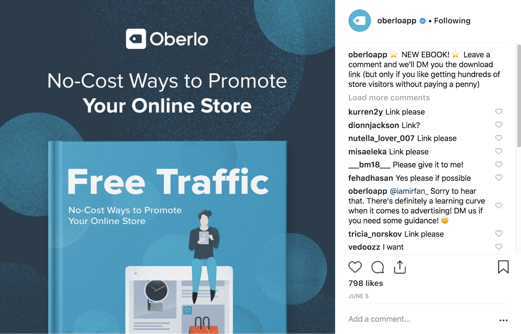 Oberlo Instagram Post