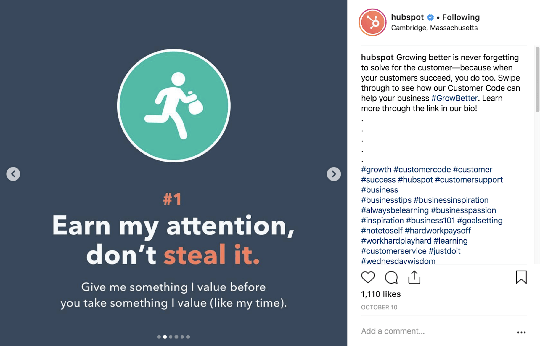 Hubspot Life Instagram Post