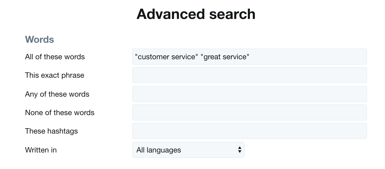 Twitter Advanced Search Words