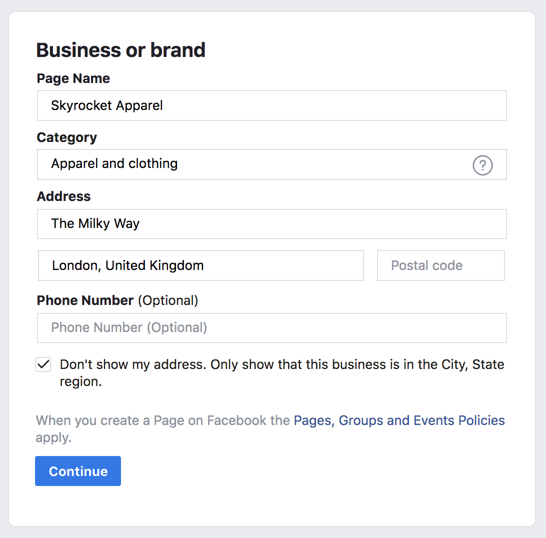 Facebookあなたのビジネスのための最も適切な部門を選ぶため。 しかし、あなたは常に将来的にそれを変更することができますように、あなたの心を変更した場合は心配しないでください。あなたが好きなら、あなたはあなたのビジネスの電話番号を追加することができます。
