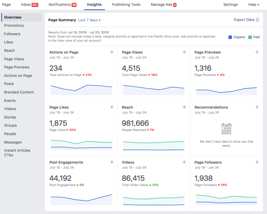 Facebook Business Page Insights