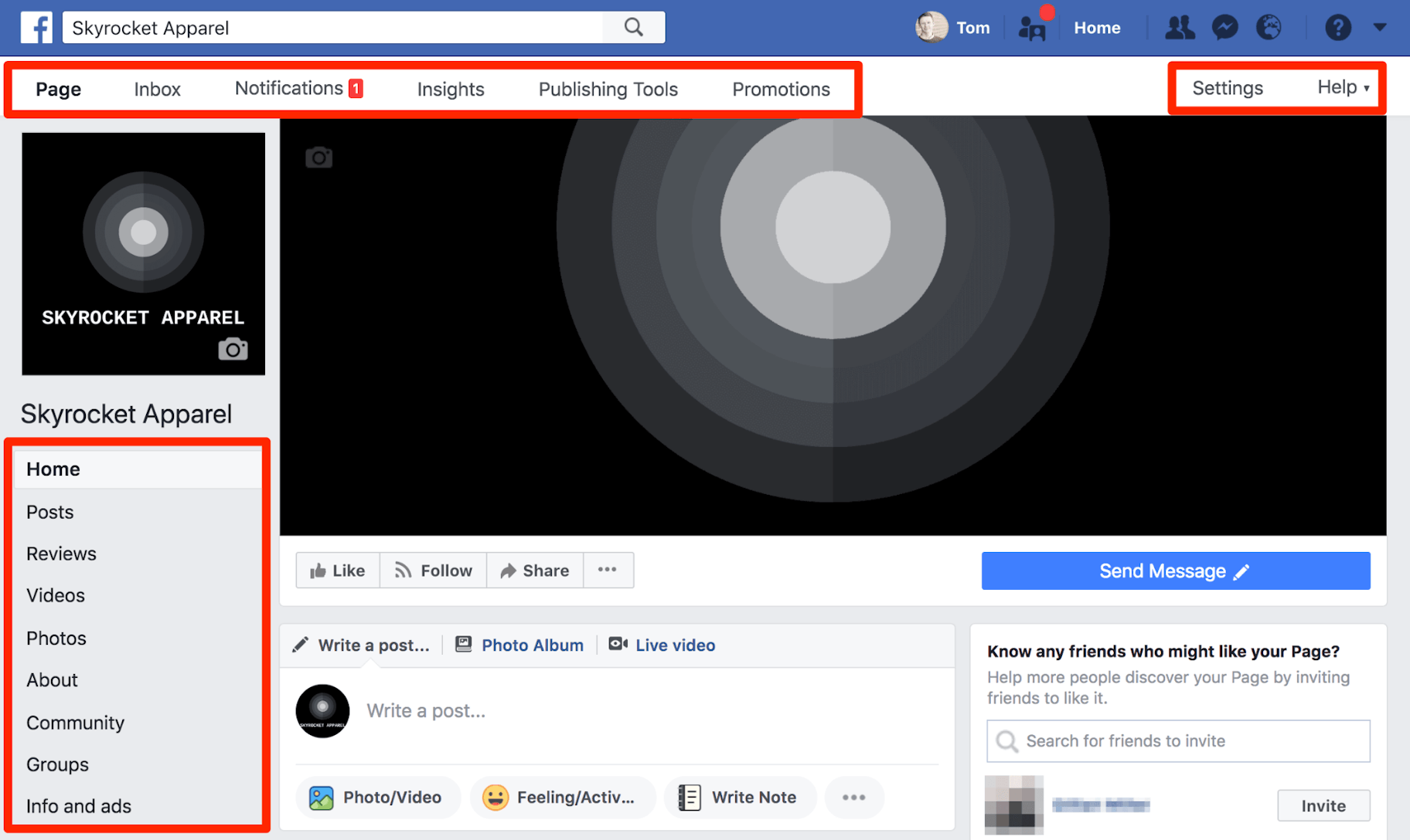 Facebookのビジネスページのダッシュボード