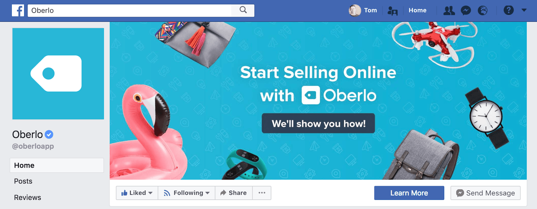 Facebook Bedriftsside Oberlo