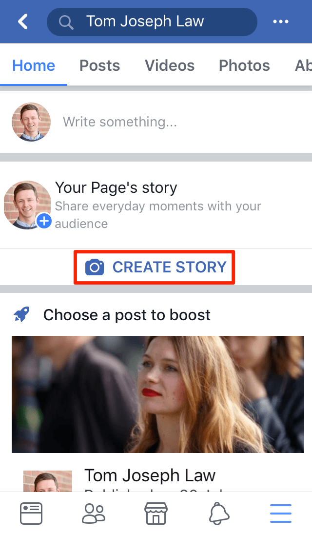 Créer une histoire sur Facebook