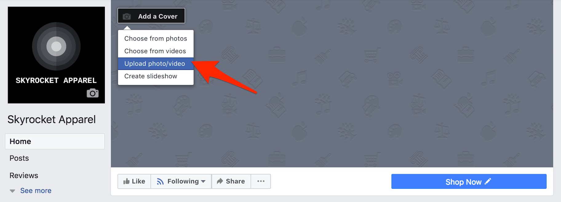 Facebook företagssida redigera omslagsfoto