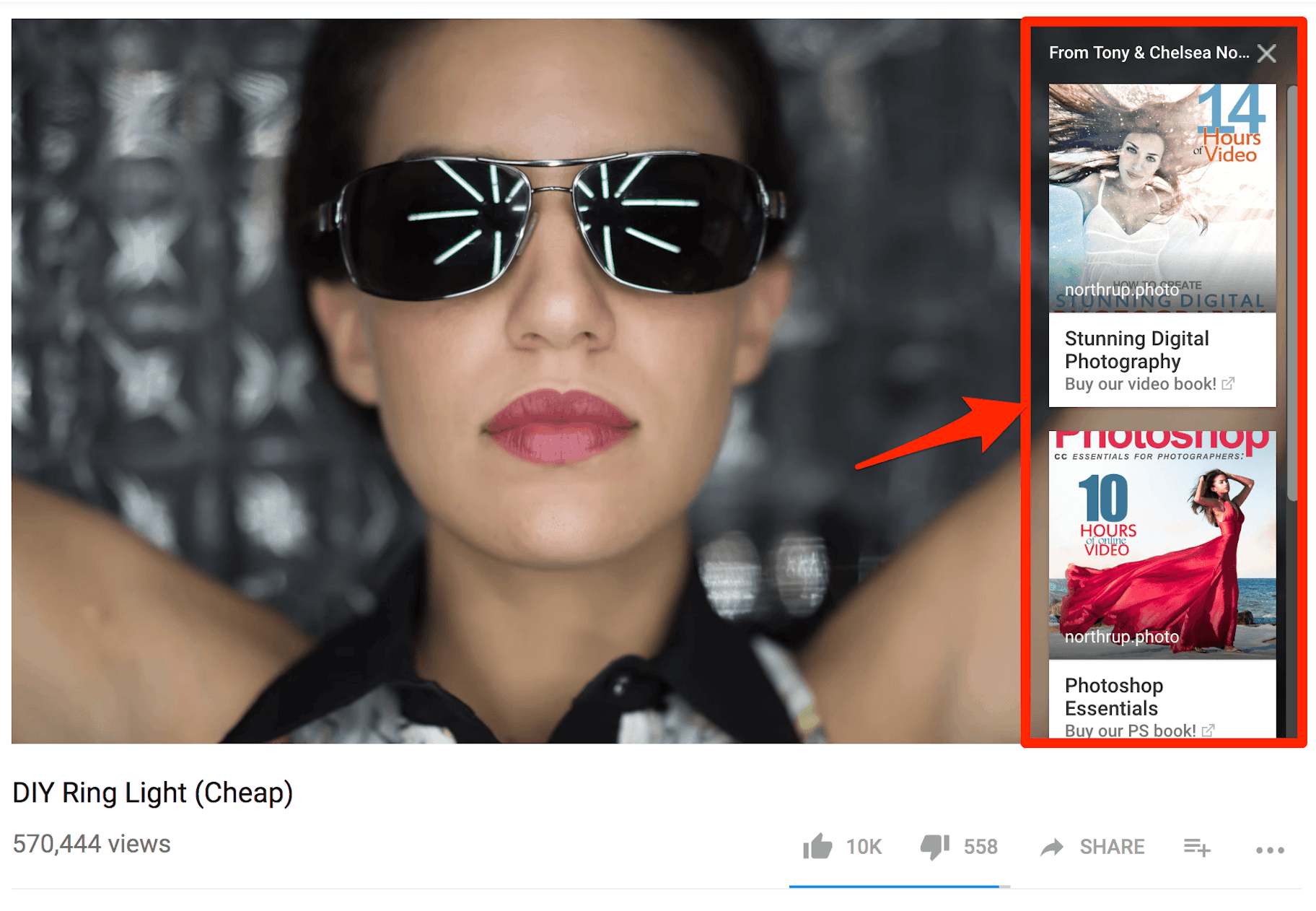 Anúncios do YouTube com cartão patrocinado