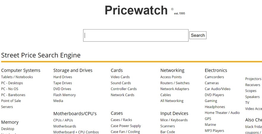 Price comparison site - PriceWatch