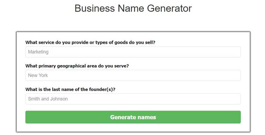 Fit Small business name generator