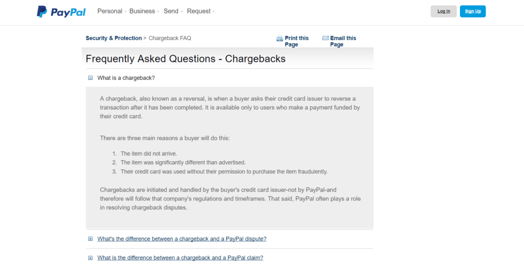 PayPal chargeback
