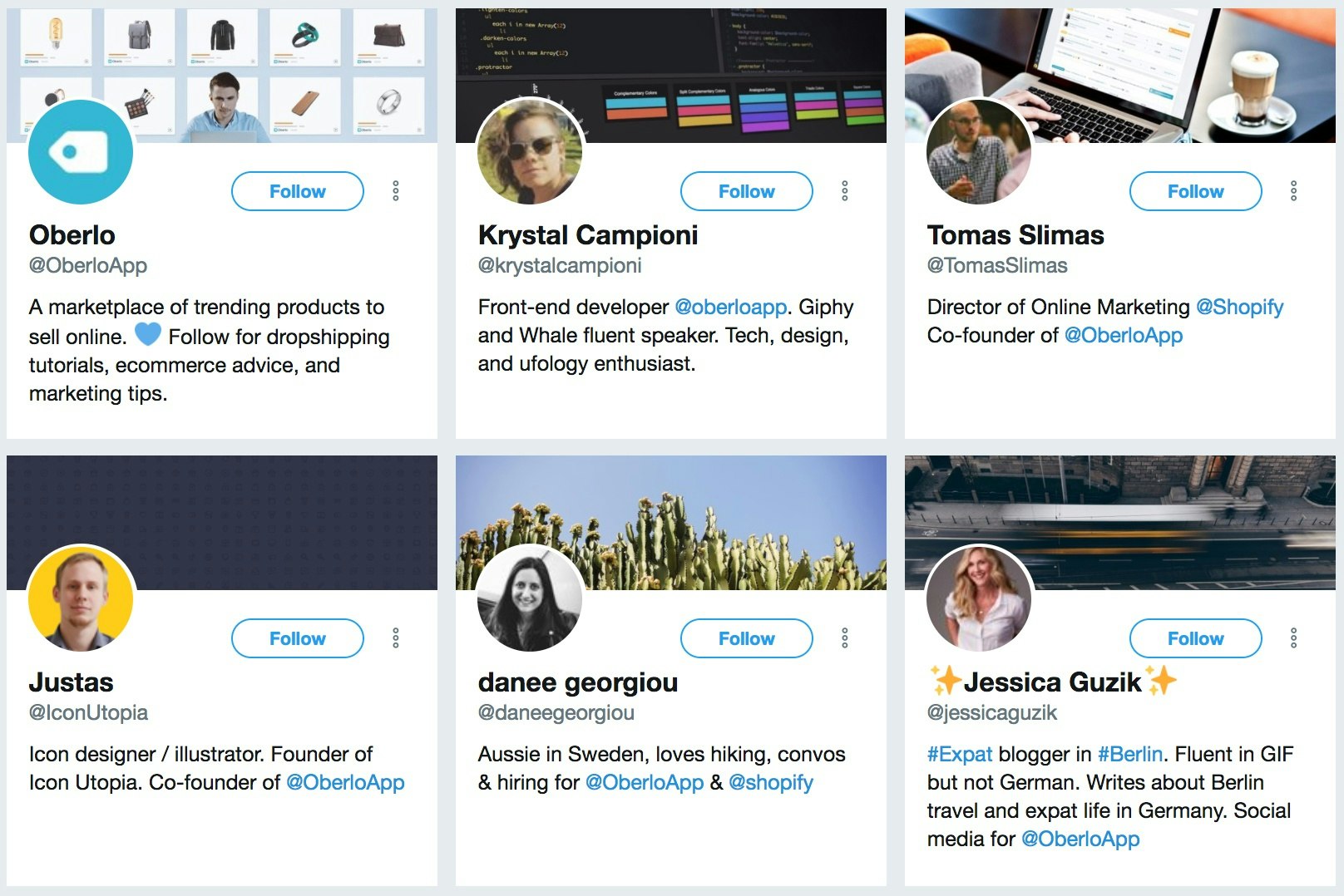 oberlo app in bio - How to gain followers on twitter