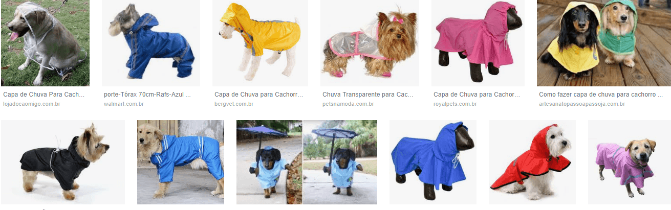 Capas de chuva para cachorros