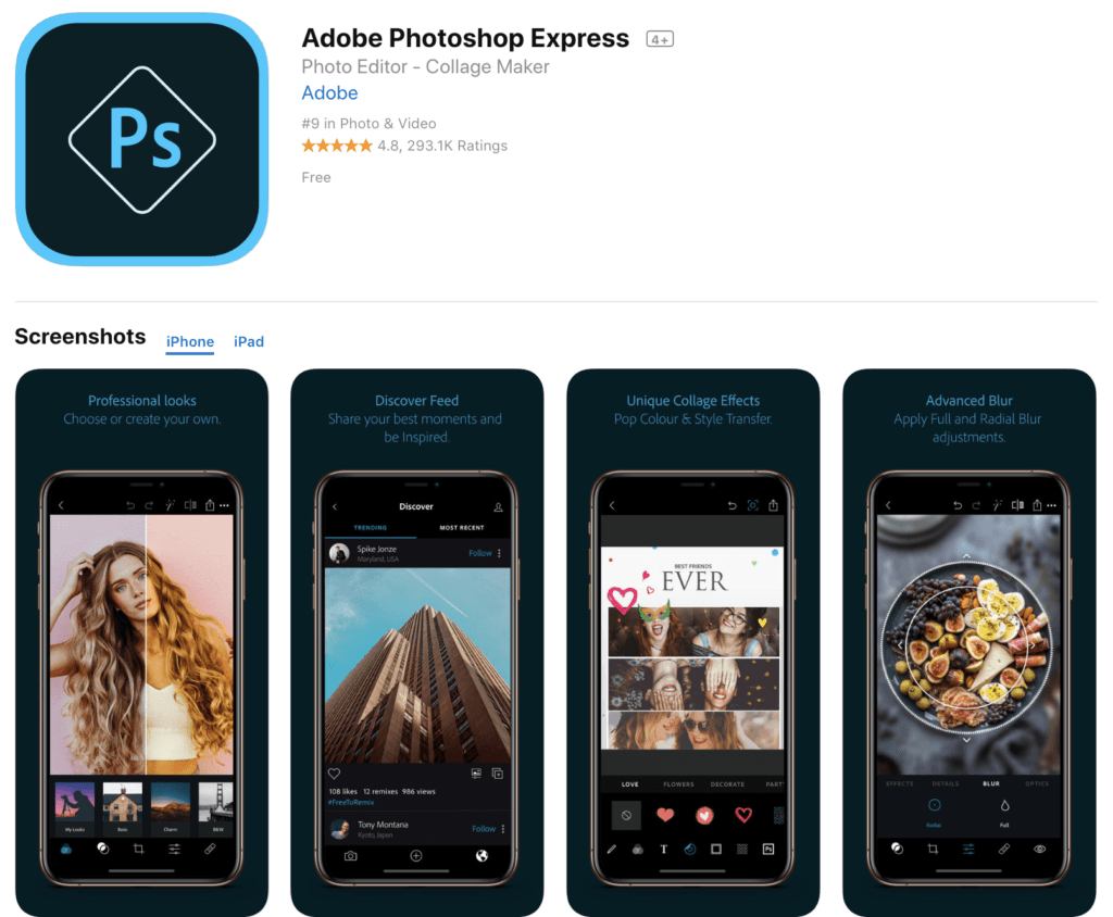 Adobe Photoshop Express App