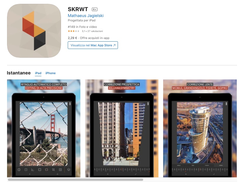 SKRWT app per modificare foto a pagamento